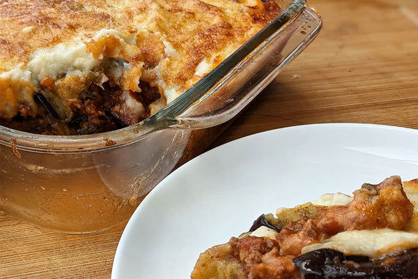 Beef & Eggplant Moussaka with Collagen Cauliflower Sauce - Kissed Earth