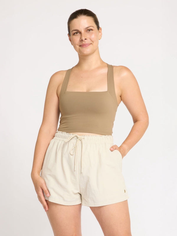 Poise Square Neck Tank - Mocha