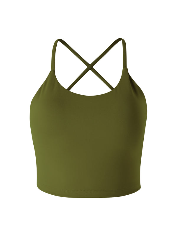 Sculpt Cross Back Tank - Moss