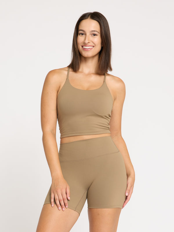 Sculpt Cross Back Tank - Mocha