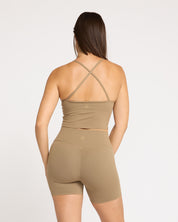 Sculpt Cross Back Tank - Mocha