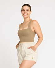 Poise Square Neck Tank - Mocha
