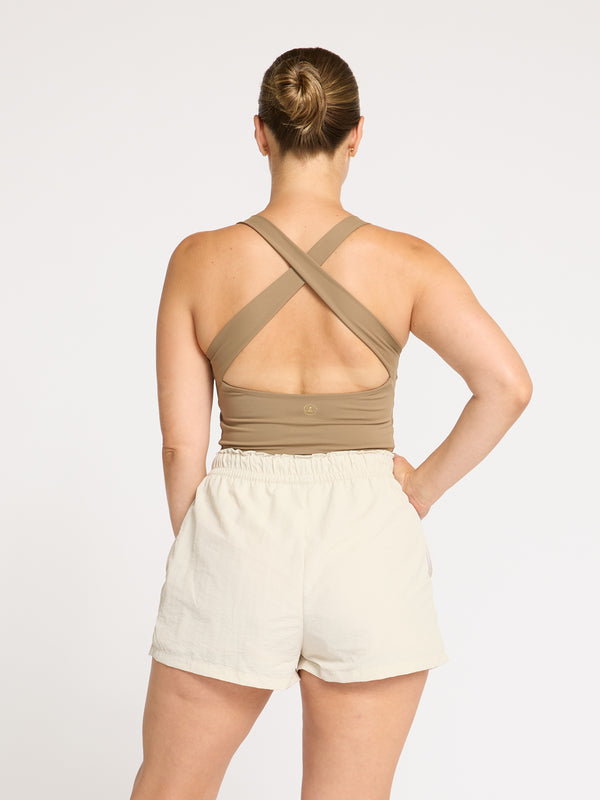 Poise Square Neck Tank - Mocha