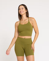 Sculpt Cross Back Tank - Moss