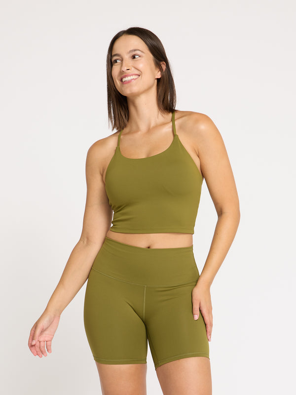 Sculpt Cross Back Tank - Moss